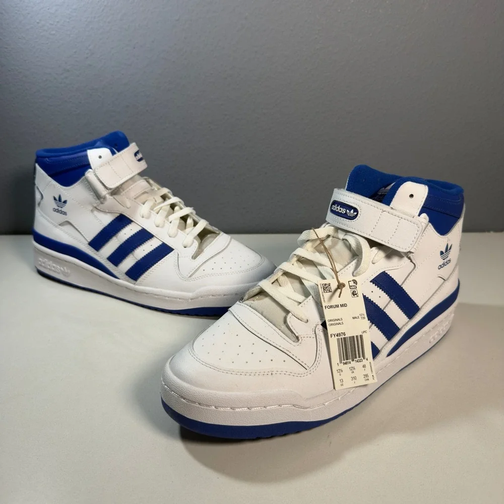 Adidas Forum Mid Sneakers Men Size 13 White Blue New FY4976 High Top Strap